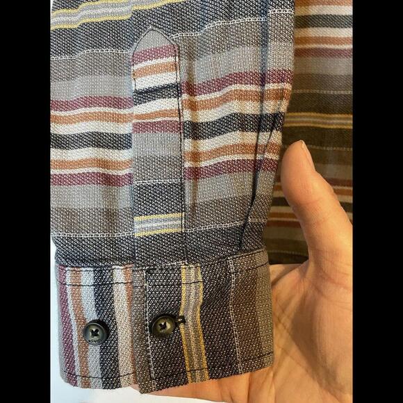 Vans Long Sleeve Striped Gray Button Up Shirt SZ XL MENS Preppy Skateboarding - Picture 2 of 7